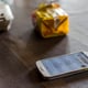 High angle view of broken smart phone on table