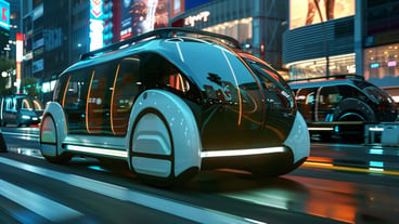 A smart car that is driving down the street