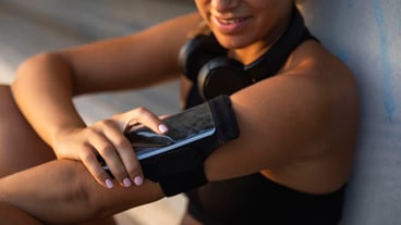 Close-up woman with smartphone