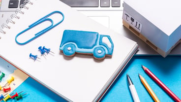 Gingerbread cookies truck shaped, logistic concept
