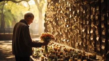 Memorial reflexao entes queridos arvore centenaria memorias afetivas luz solar generativa ia
