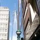 New york city manhattan downtown financial district nyc world trade center from fulton street usa