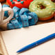Colorful donuts and notepad