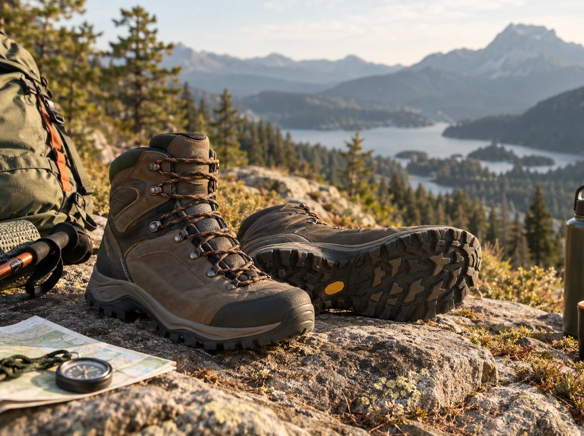 Boho editorial illustration for Hiking boots