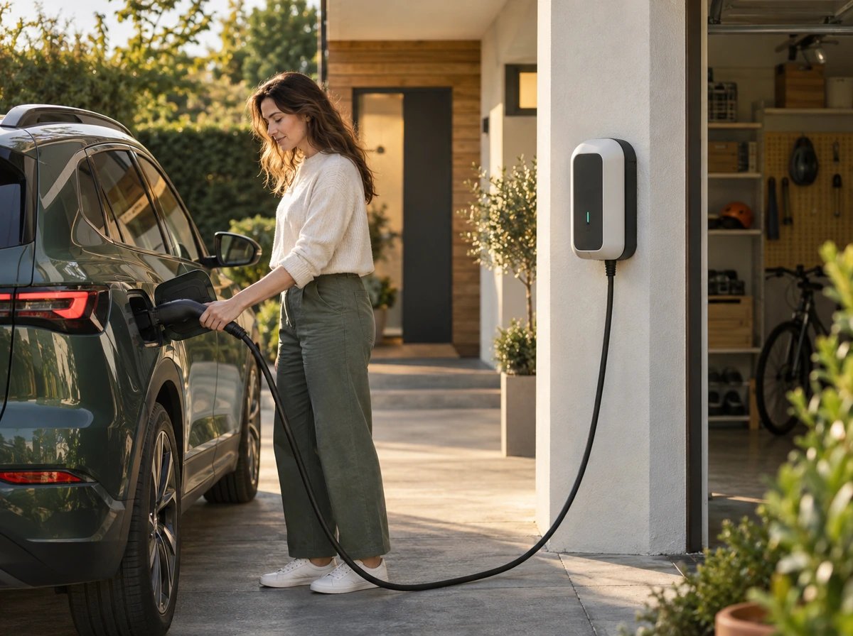 Original editorial illustration of Home EV chargers