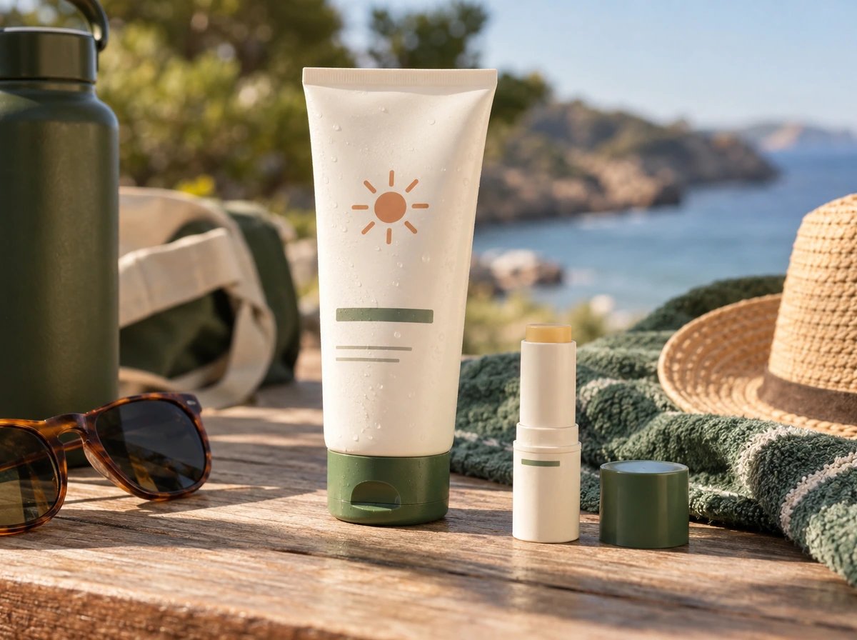 Original editorial illustration of Sunscreen