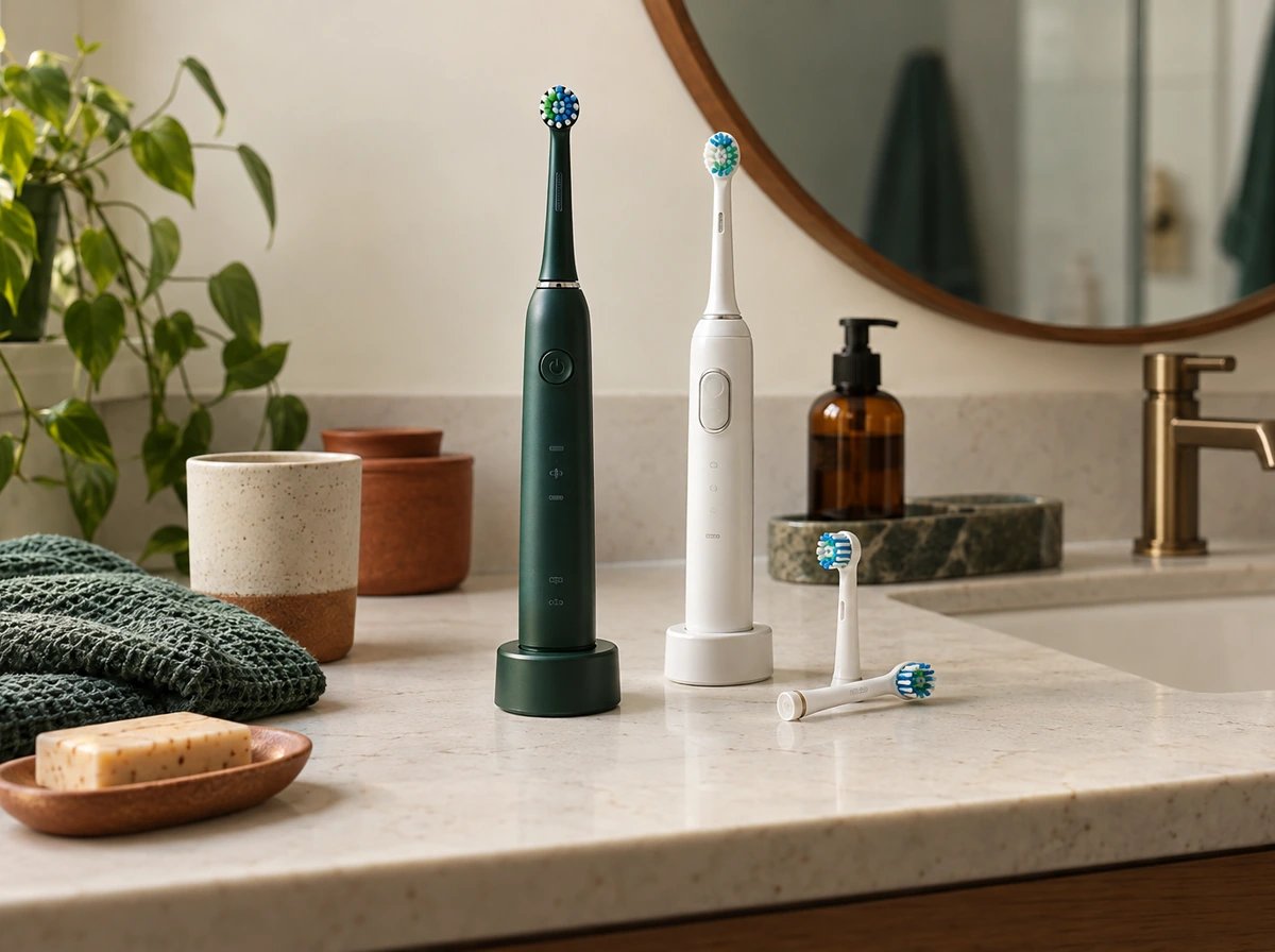 Original editorial illustration of Electric toothbrushes