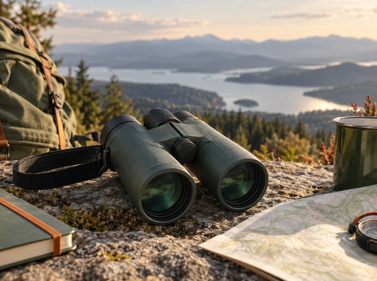 Original editorial illustration of Binoculars