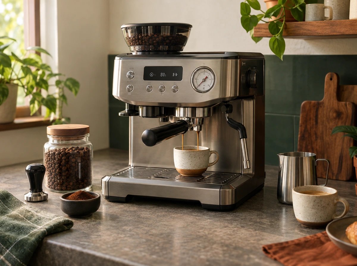 Original editorial illustration of Espresso machines