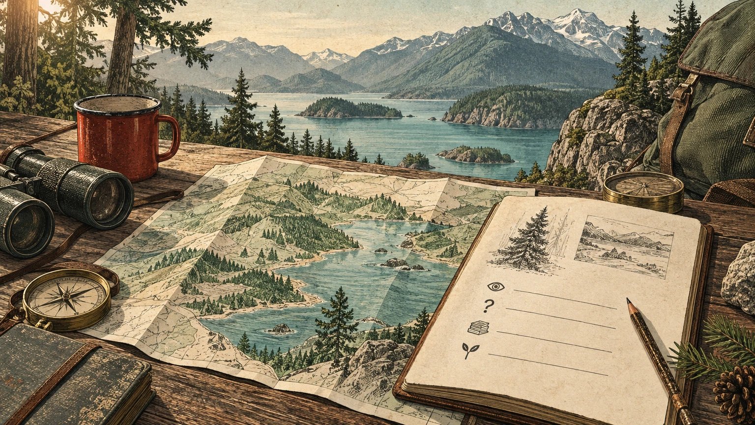 Illustrated field note linking an observed pattern to an open question, source and possible return season