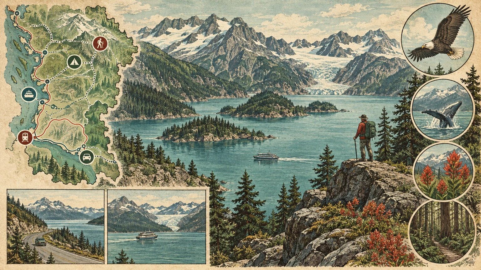 Illustrated regional map comparing a familiar gateway with a distinct nearby district