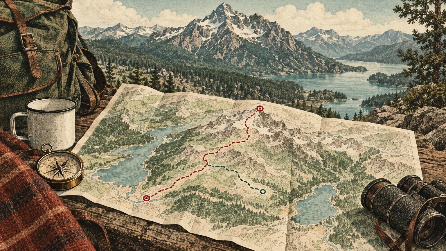 Illustrated route plan with one movement objective, turnaround marker and shorter fallback loop