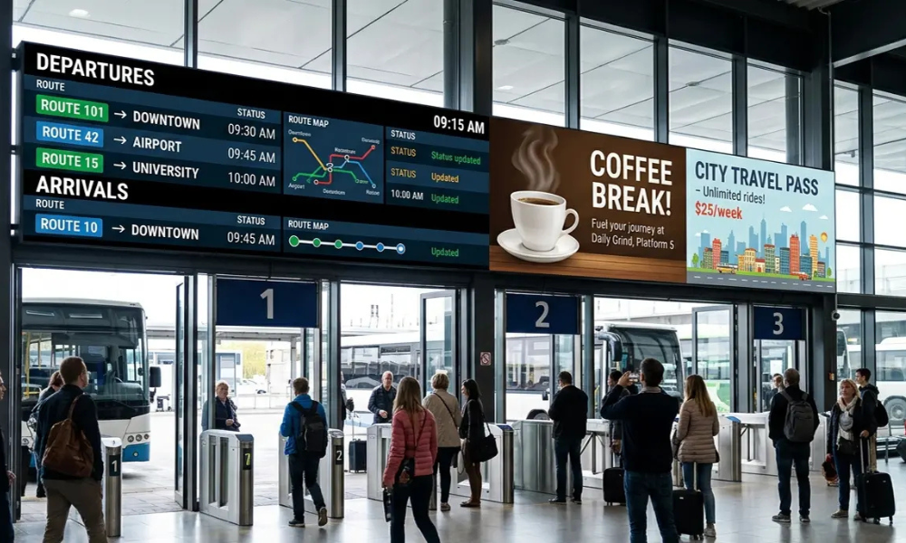 Transparent LED display transit hub