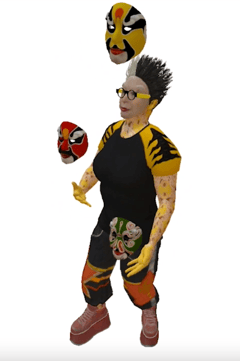 ORLAN’s avatar juggling with the masks of the Beijing opera thumbnail