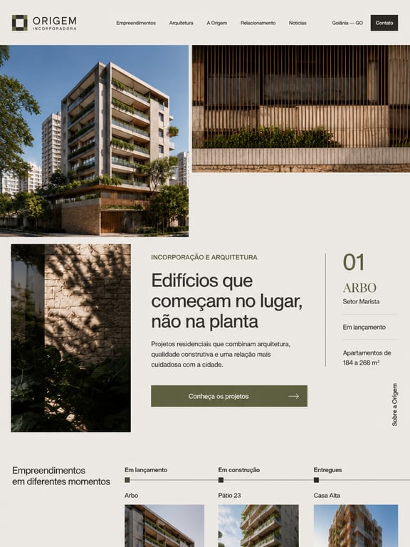 Incorporadora Origem — plataforma digital
