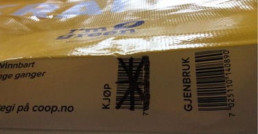 NB! Ødelegg strekkoden på COOP-posen så du ikke kjøper den istedenfor å få 1 krone!