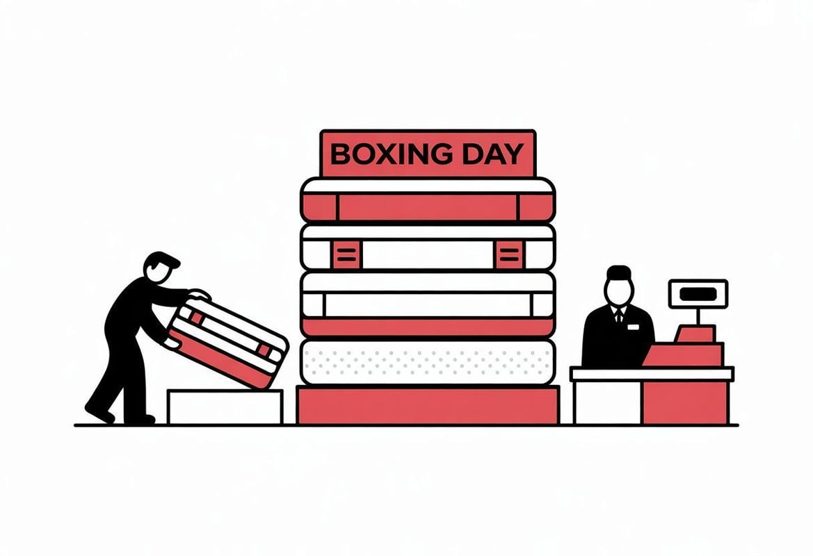 a shopper reaching for a mattress on boxing day sale