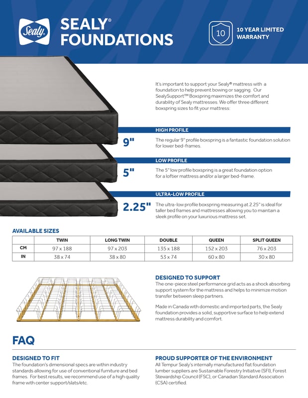 Sealy Boxspring - Spec