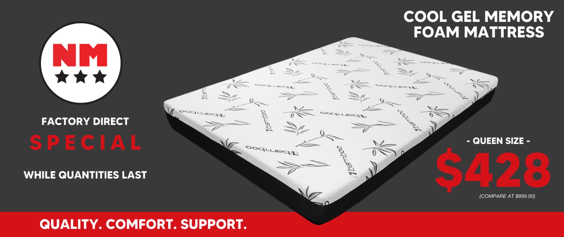 Cool Gel Memory Foam Mattress Factory Clearance Sale Banner
