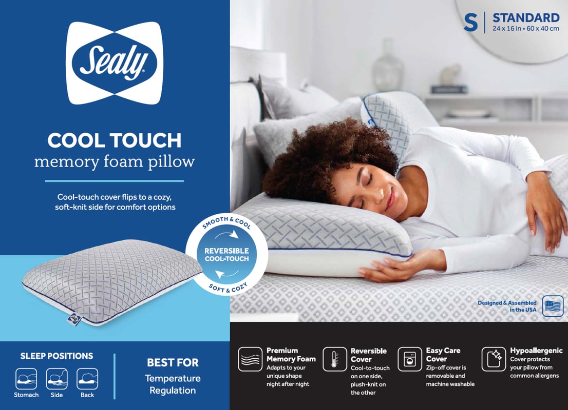 SEALY Cool Touch Foam Pillow - Standard - Spec