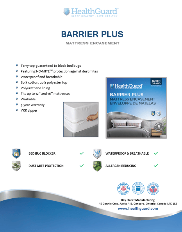 Healthguard Barrier Plus Mattress Encasement Soec Card