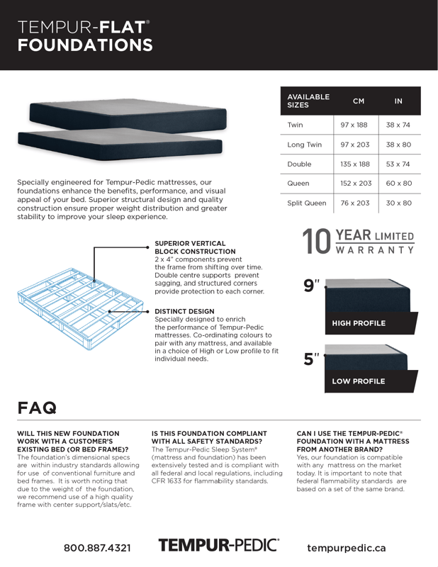 TEMPUR-PEDIC Boxspring - Spec