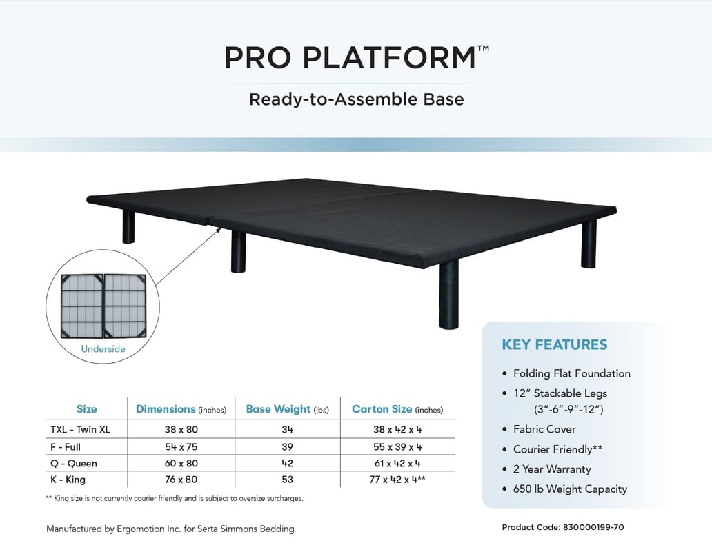 Serta Pro Platform Base Spec