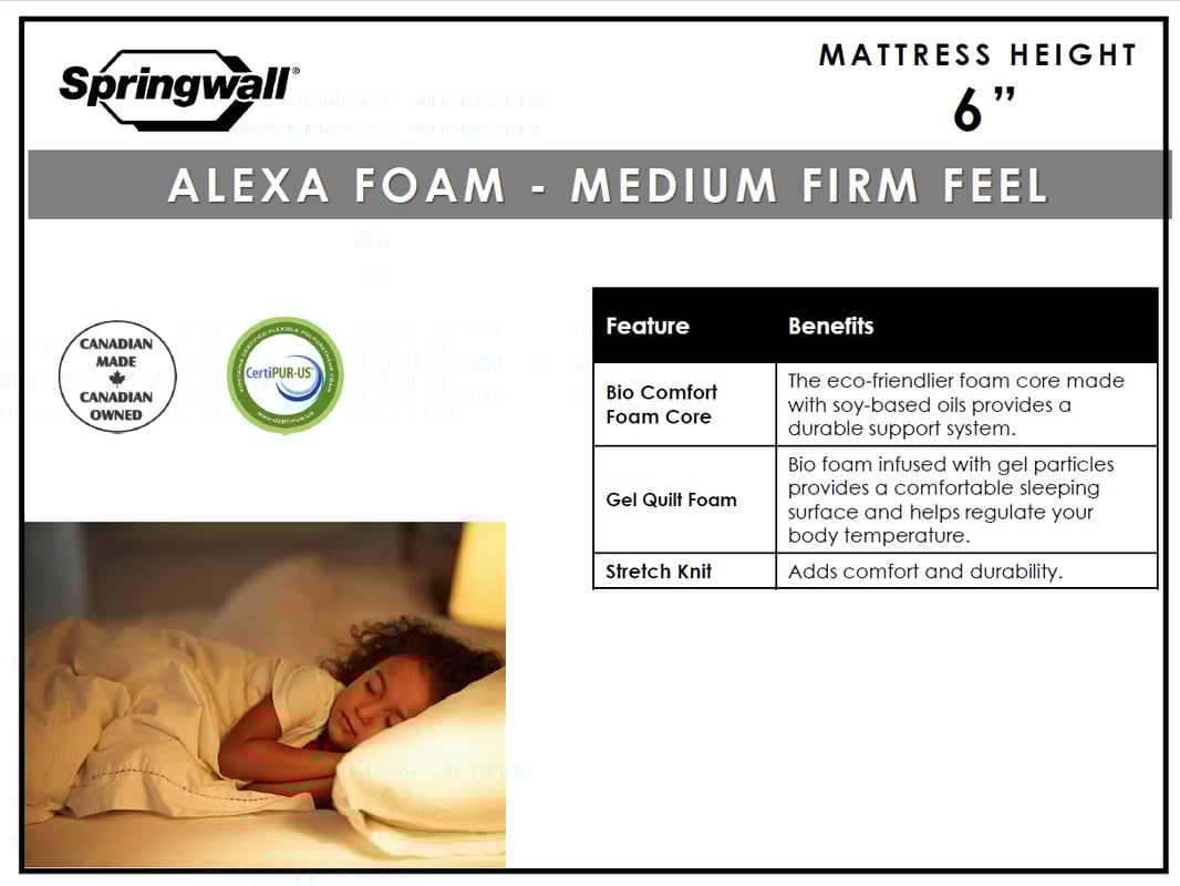 SPRINGWALL 6 Foam Tight Top Medium-Firm Mattress - Alexa Spec