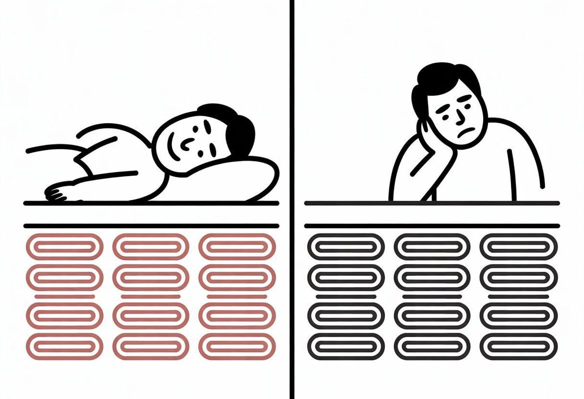 Hands holding a spring coil from a mattress