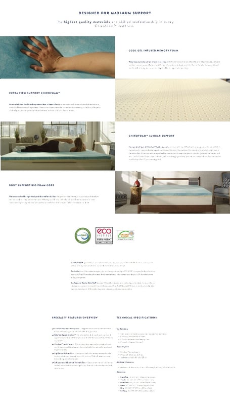Chirofoam XF Extra Firm Memory Foam Mattress Specs