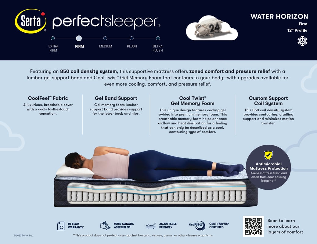 SERTA Perfect Sleeper Pillow Top Medium Mattress - Water Horizon Spec