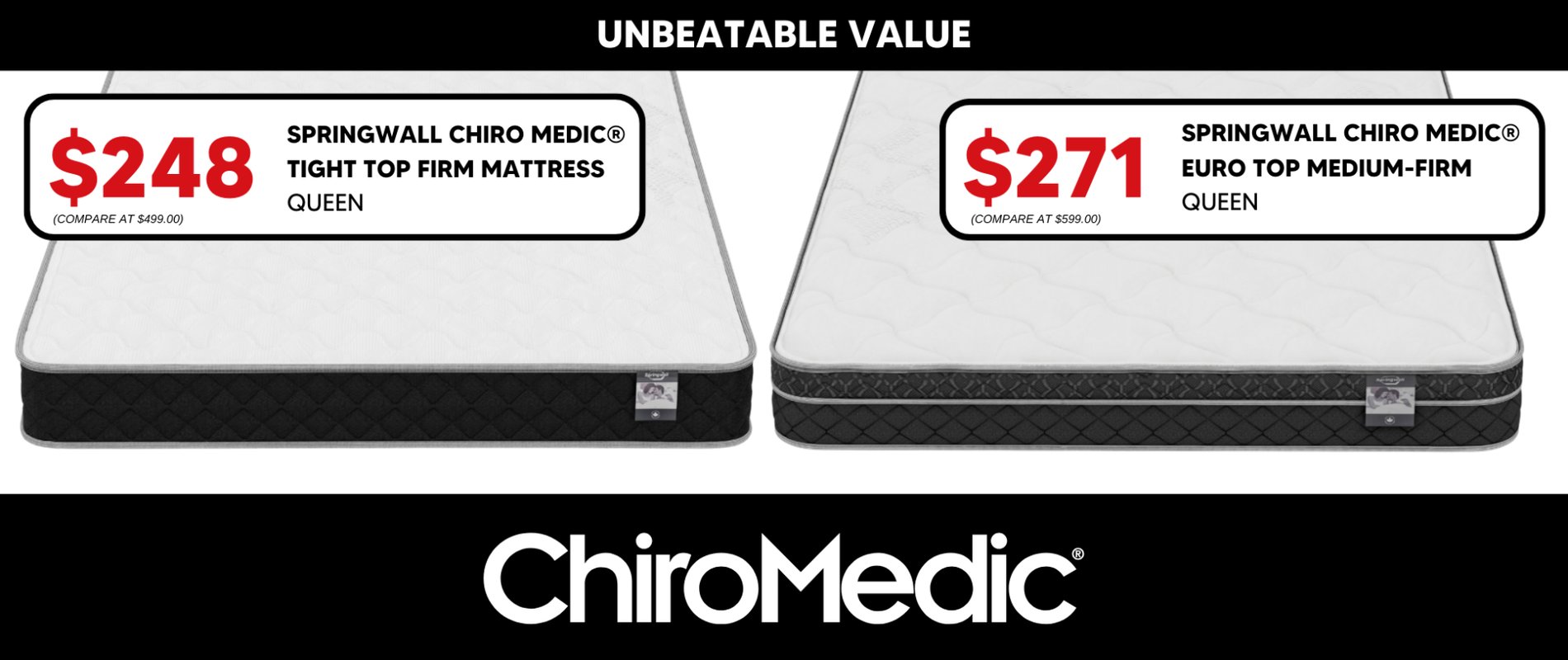 Springwall chiro medic mattress sale banner