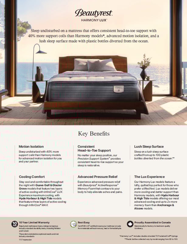 BEAUTYREST Harmony Lux Mattress - Overall Spec