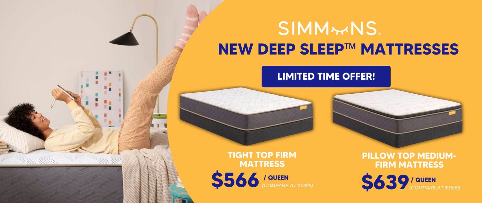 Simmons Deep Sleep Pocket Coil Mattress Sale Banner