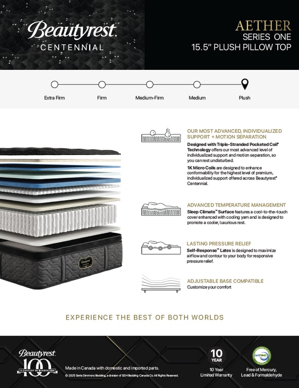 BEAUTYREST Centennial 15.5 Pillow Top Plush Mattress - Aether -Spec