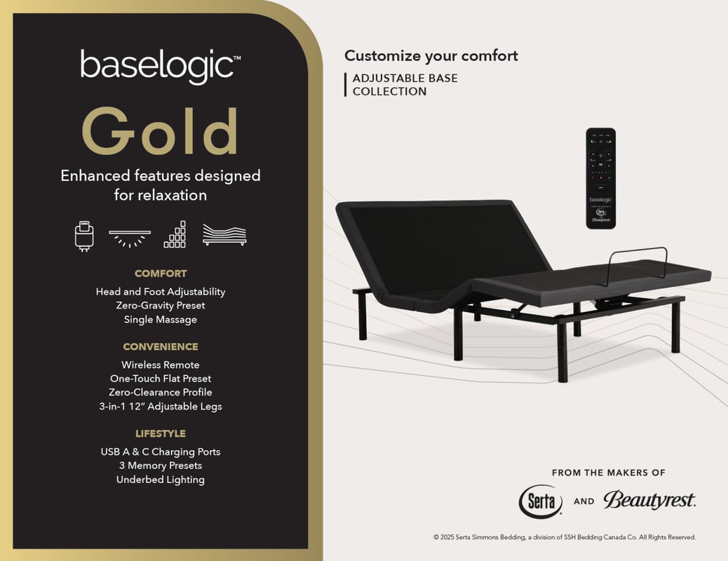 SERTA® baselogic™ GOLD Adjustable Base - Spec