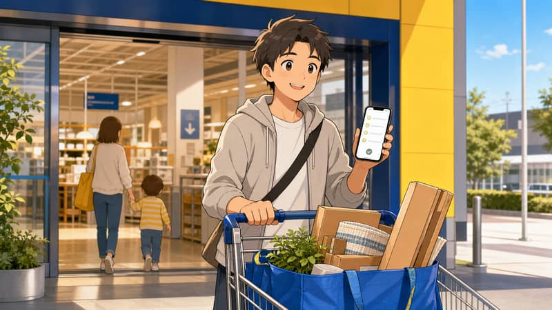 アプリ前提でスムーズに買い物する流れ
