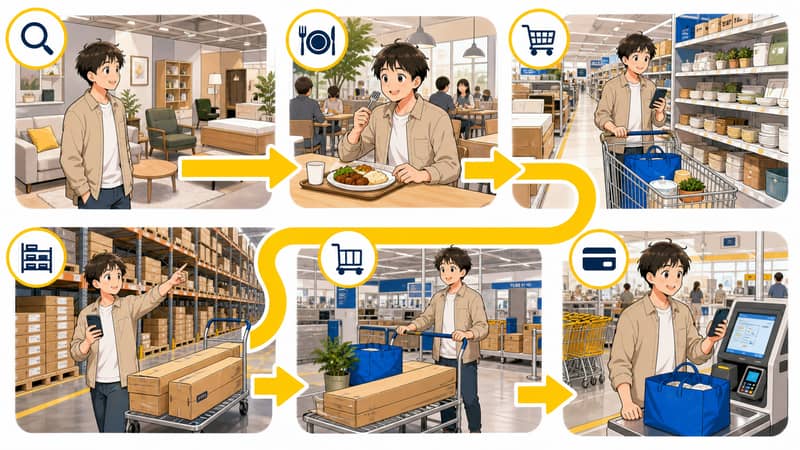 ショールームからレジまでの買い物導線