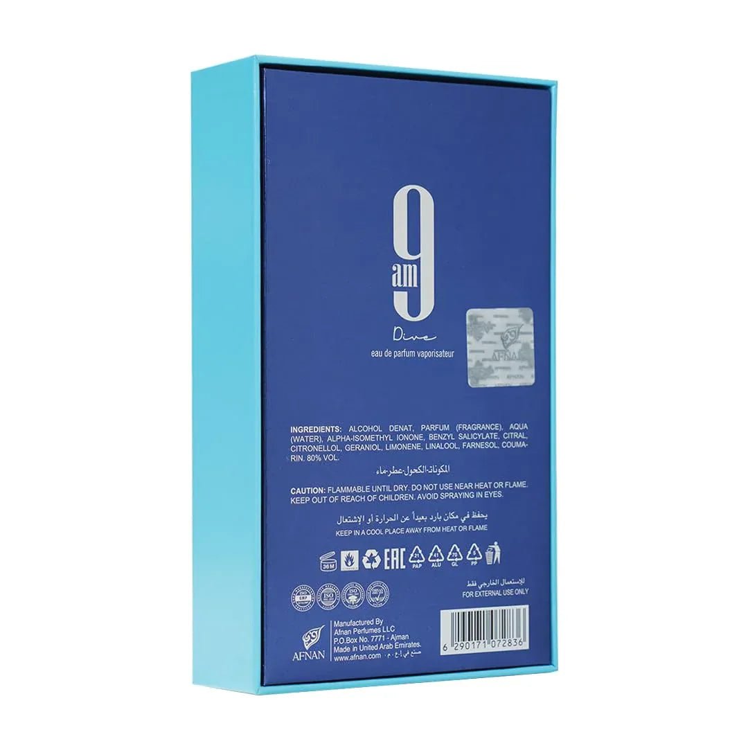 Botol 9AM Dive Afnan wangian lelaki bau segar citrus marine pilihan ramai Malaysia