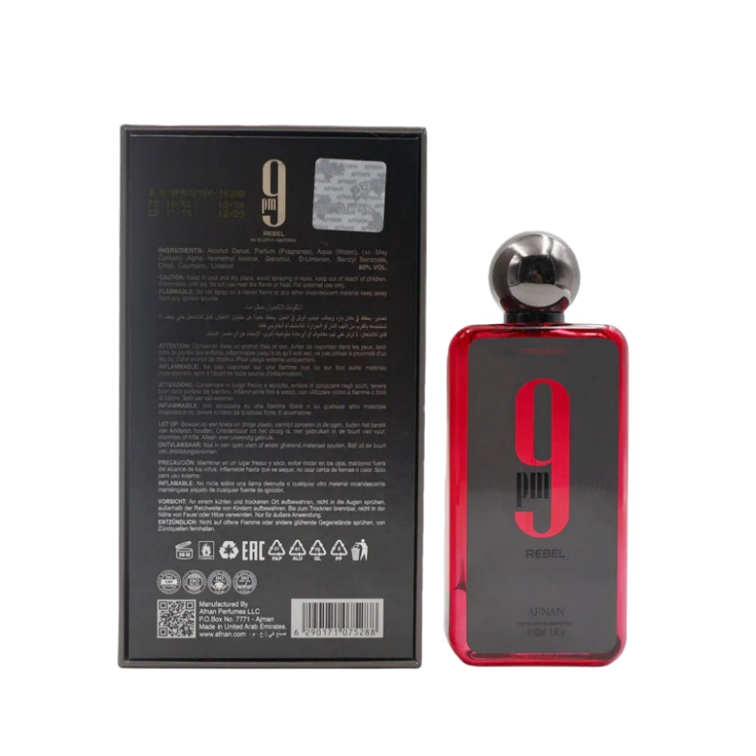Kotak 9PM Rebel by Afnan perfume original EDP lelaki vibe premium sweet warm sesuai hadiah boyfriend