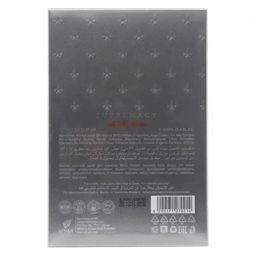 Supremacy Afnan Not Only Intense 100 ml EXTRAIT DE PARFUM (U) Supremacy Man Afnan Luxury Collection