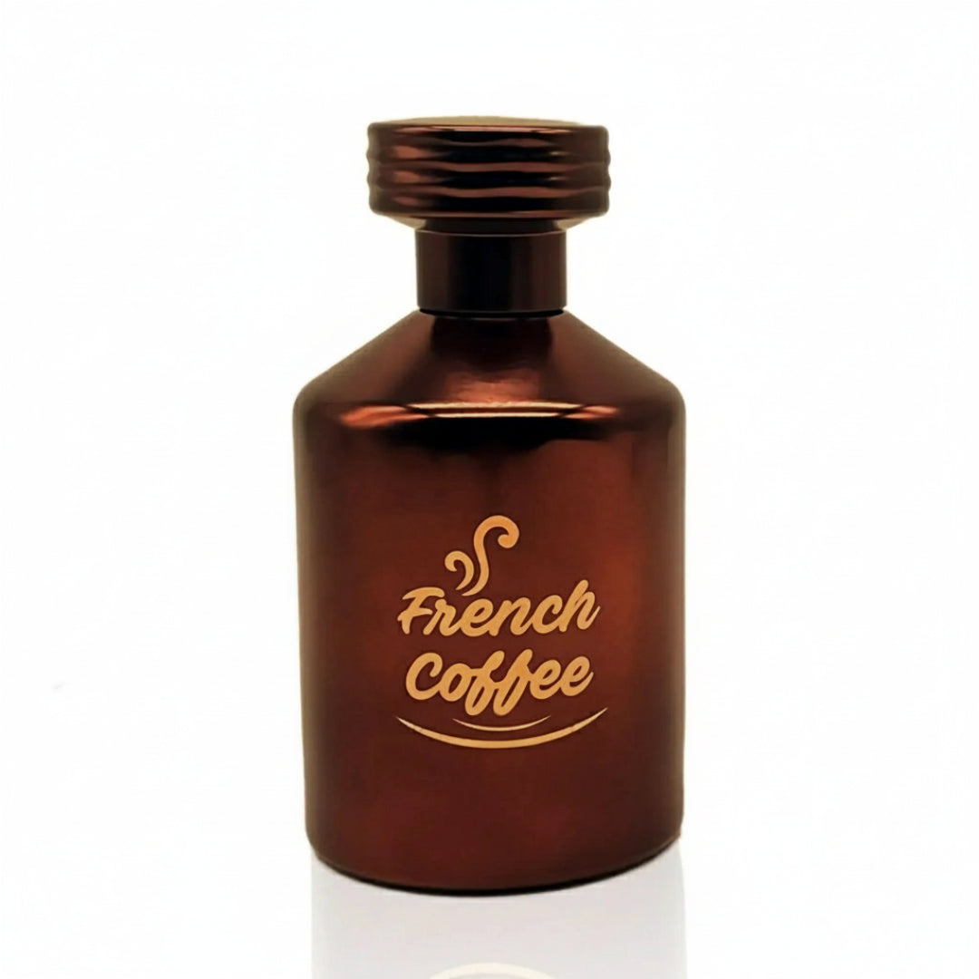 Brown bottle labeled 'French Coffee' on a white background