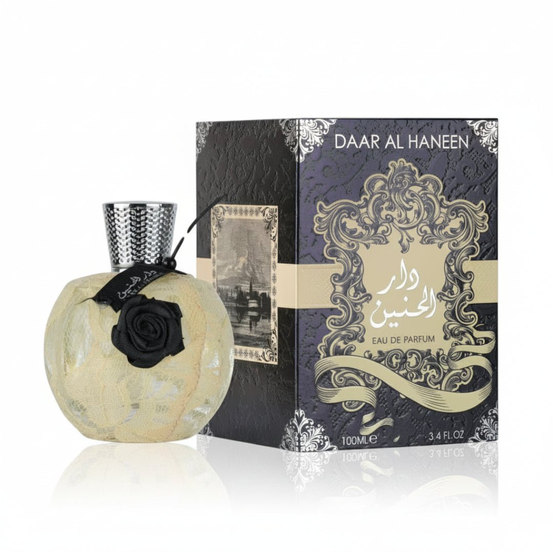 Daar Al Haneen perfume bottle and packaging on a white background