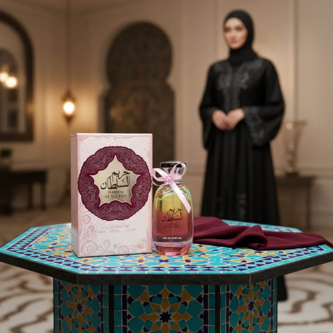 Hareem Al Sultan perfume on Arabic mosaic lantern light luxury women fragrance Malaysia