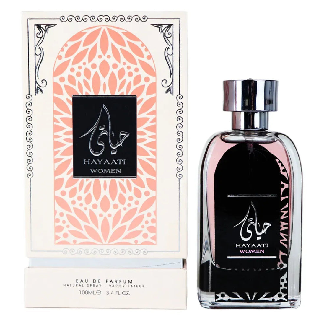 Hayaati Women perfume bottle and packaging on a white background