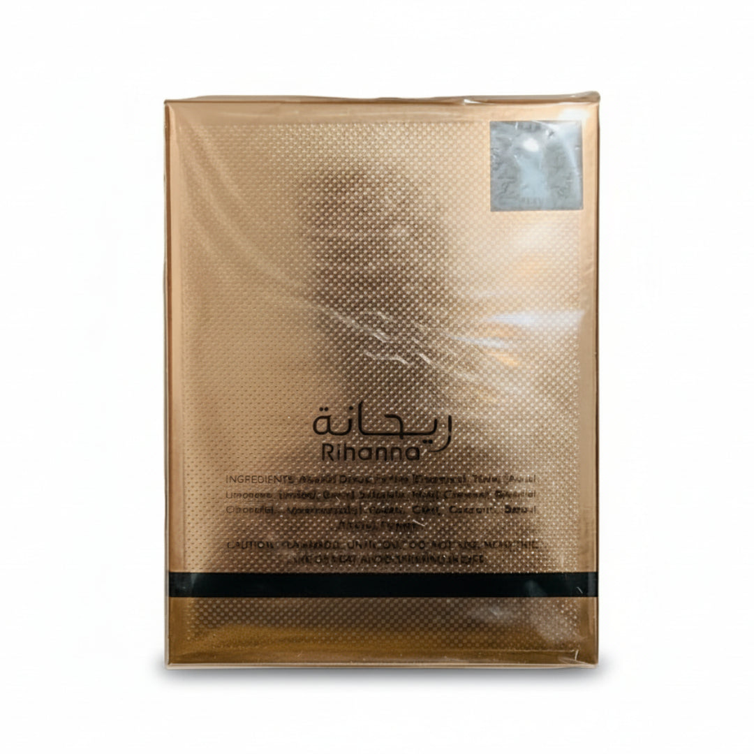 Packaged product with 'Rihanna' branding on a white background