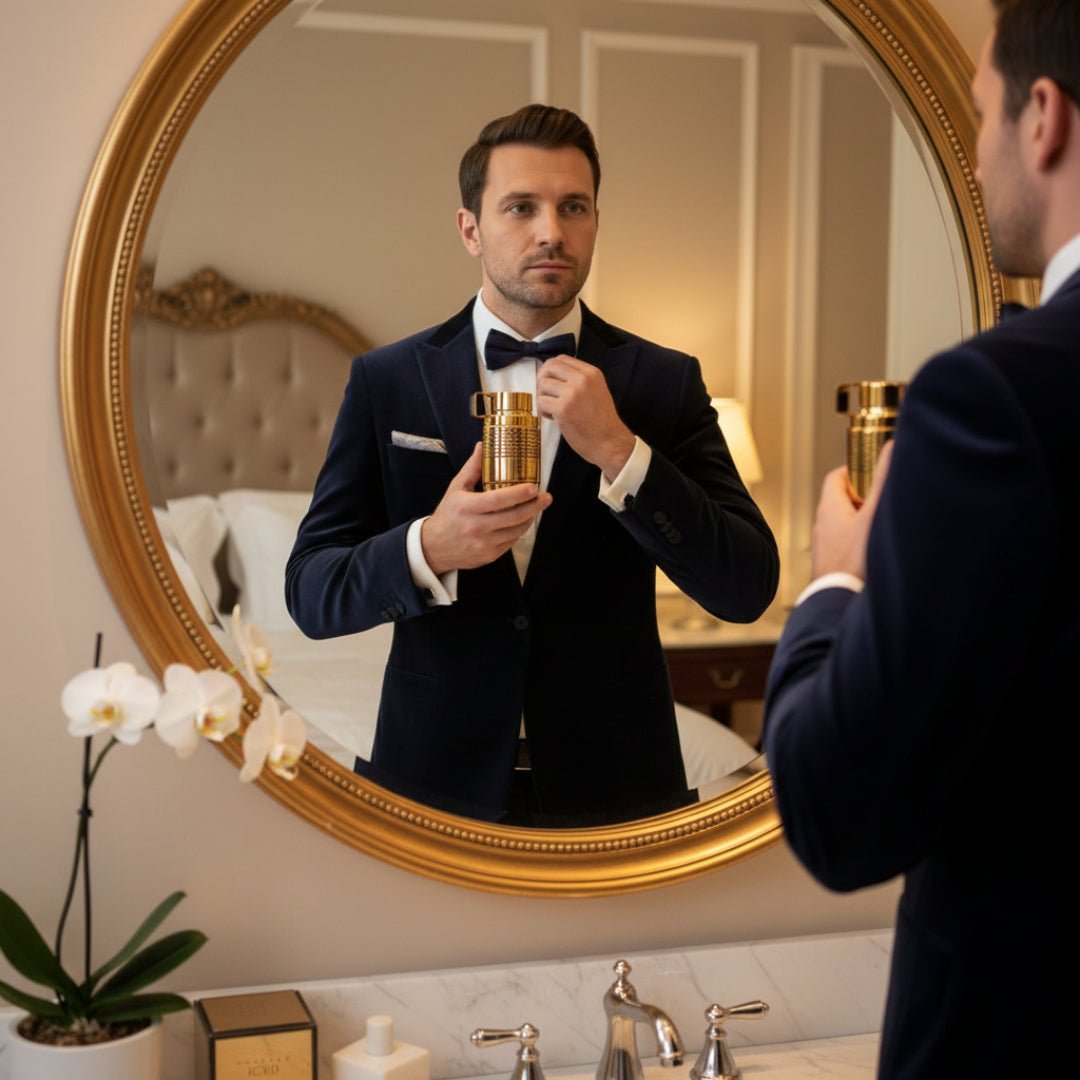 lelaki tengok cermin sambil pegang aoud odyssey di rumah malaysia