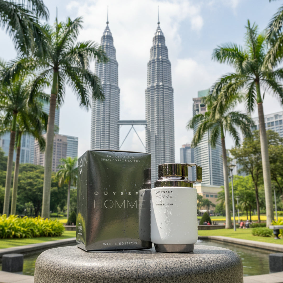 odyssey homme white di KLCC Park gaya maskulin