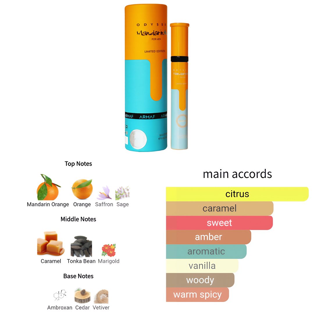 Armaf Armaf Odyssey Mandarin Sky Eau de Parfum 10ml Decant &ndash; Perfume for Men feature on homepage bottle - view 5 - Premium fragrance collection Malaysia
