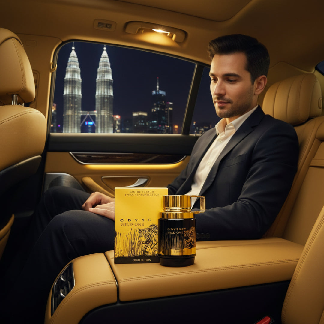 lelaki tengok wild one gold atas kerusi belakang kereta malam kl